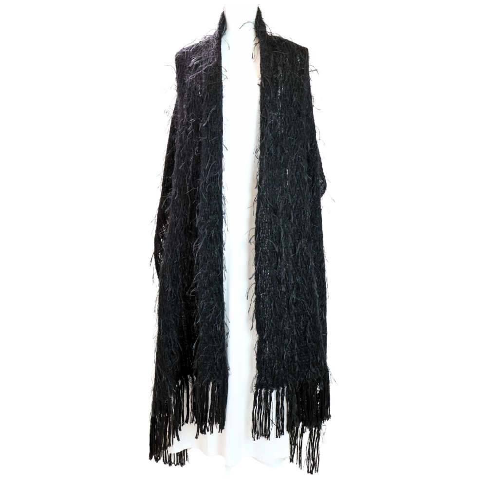Handwoven Mohair Shawl/Wrap - Black