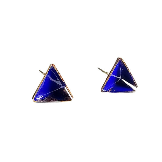 Blue Triangle Stud Earrings