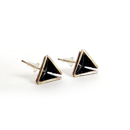 Small Black Triangle Stud Earrings
