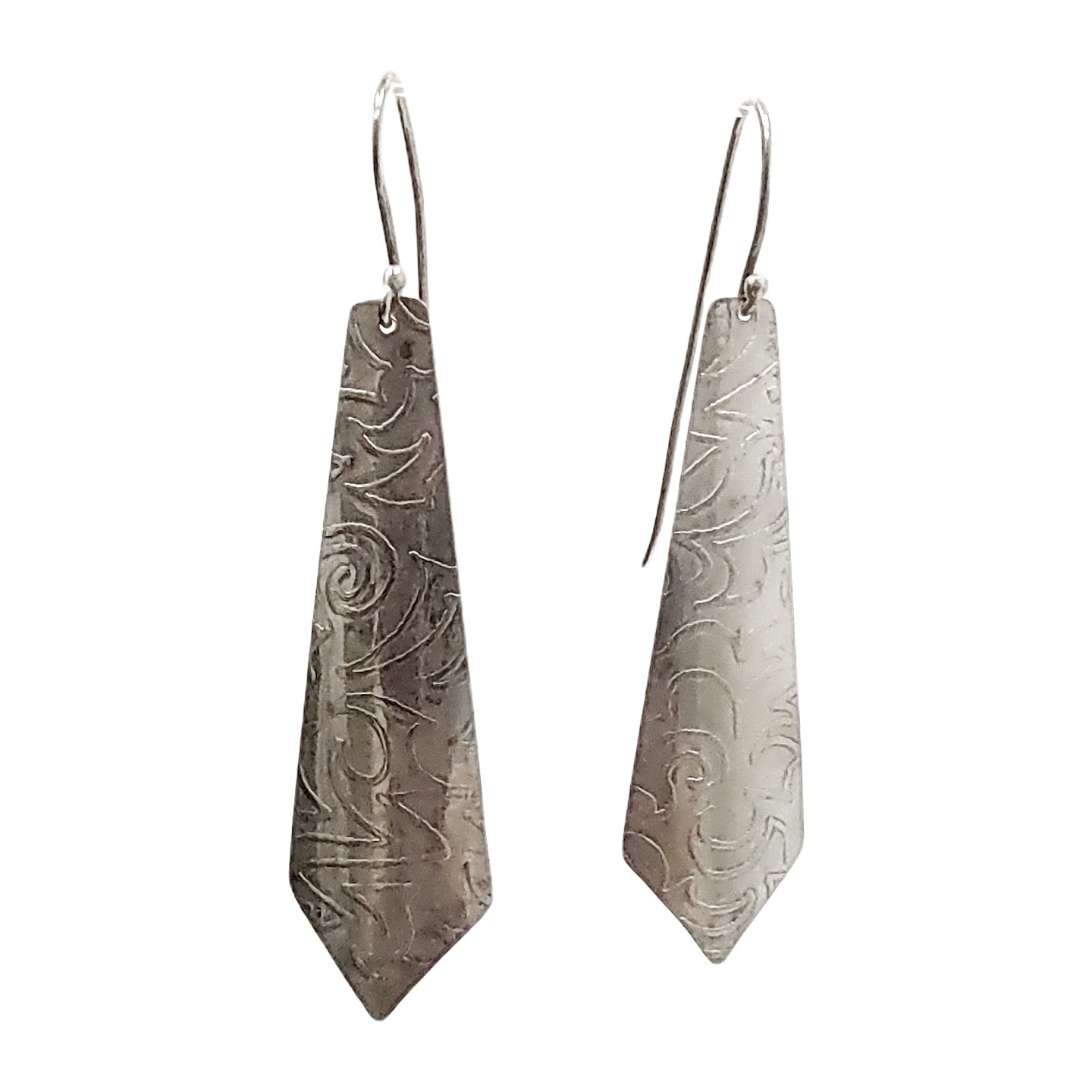 Etched Silver Dangle Earrings