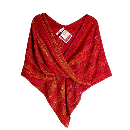 Zinnias Red Twist Shawl