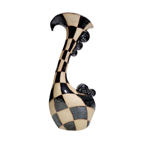 XL Flute Vase Black Checker