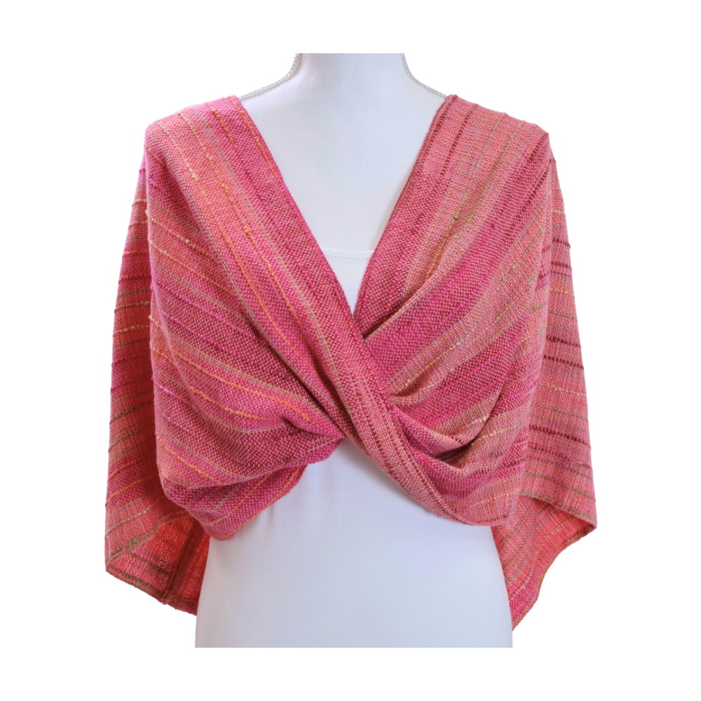 Pink Zinnias Twist Shawl