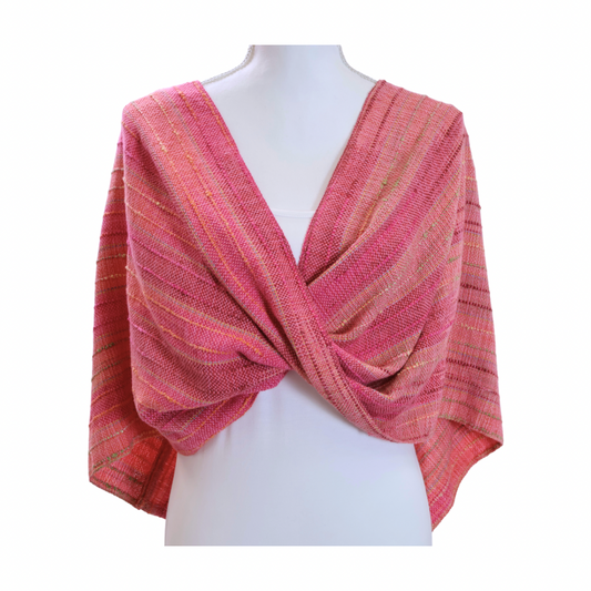 Pink Zinnias Twist Shawl