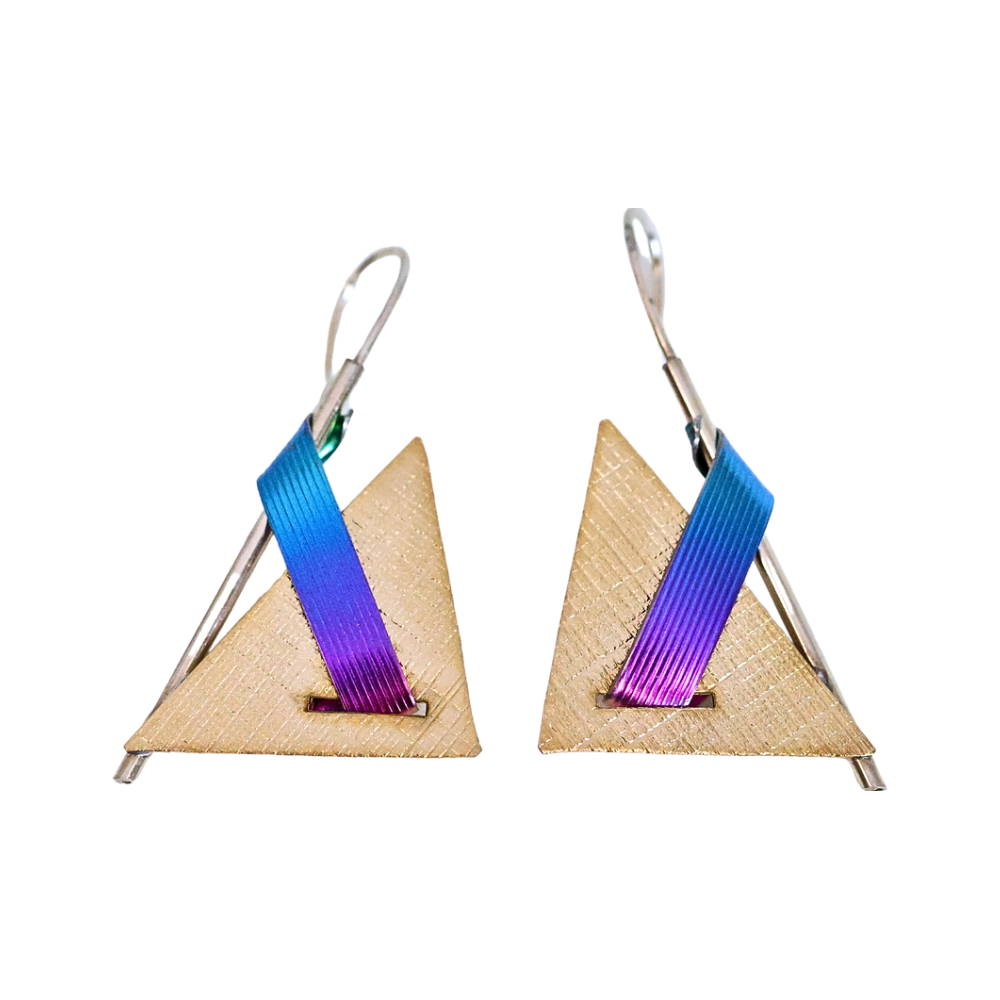 Gold Triangle Niobium Earrings