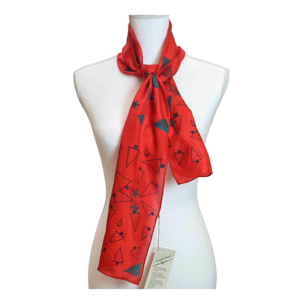 #4 Screened Trees Scarf-Red