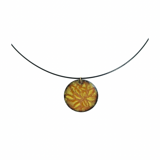 Enameled Yellow Lotus Pendant NK
