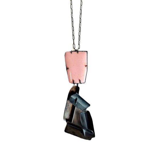 Pink Enamel Folded Necklace