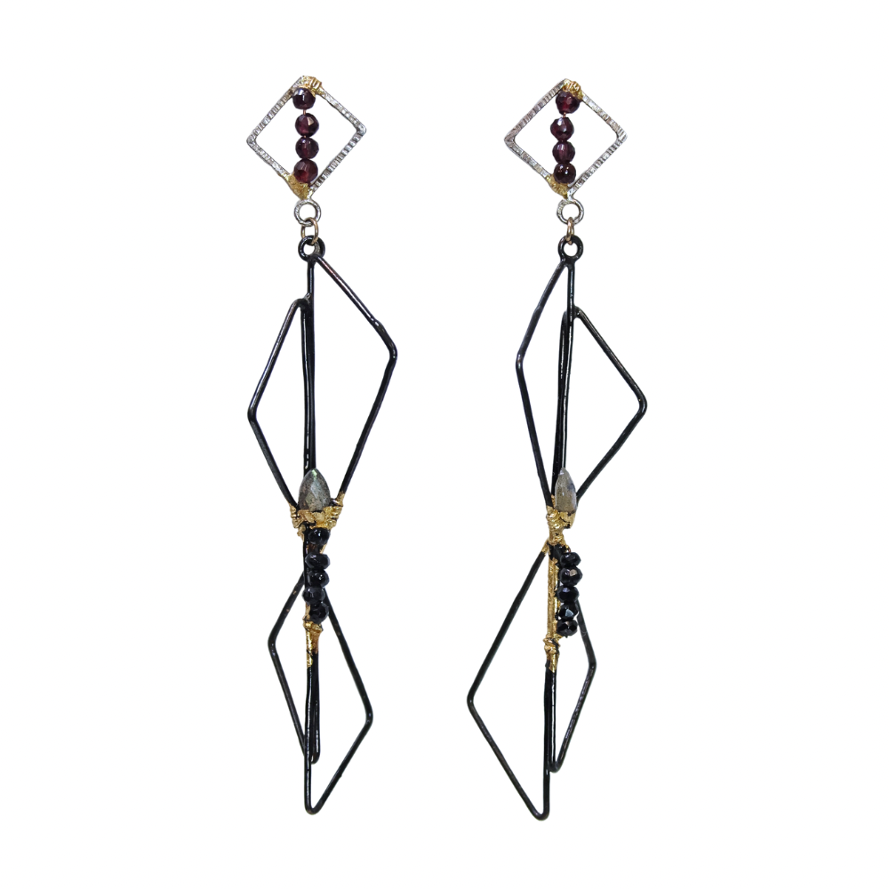 Geo Earrings w/ Garnet