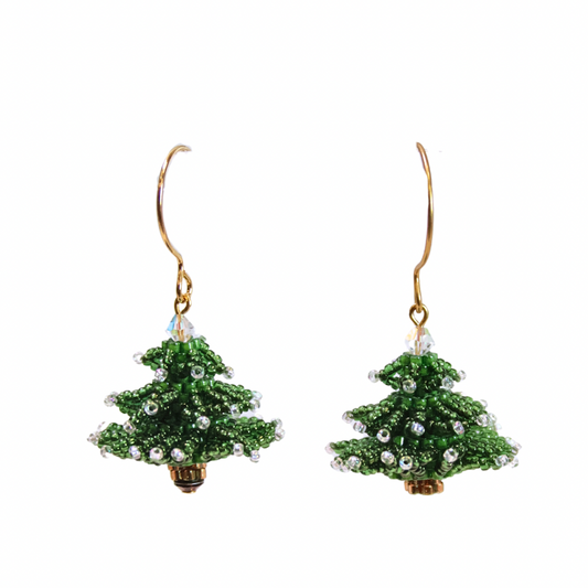 Dark Green Christmas Tree Earrings