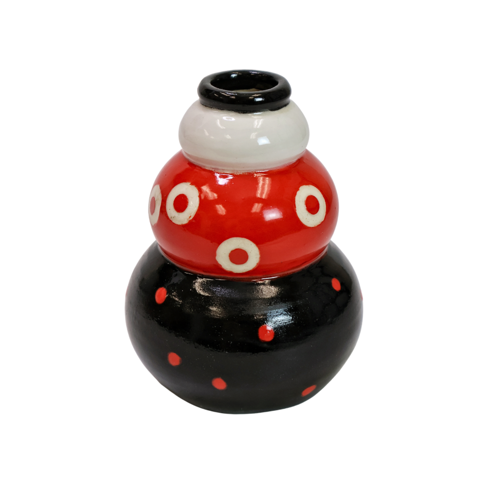 Sm Blk/Rd/Wt Vase