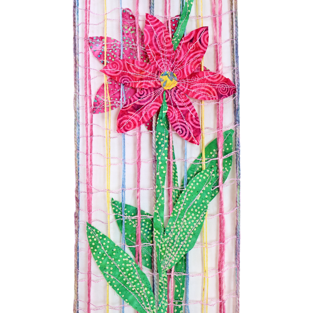 Scarf. Pink & Green Flowers