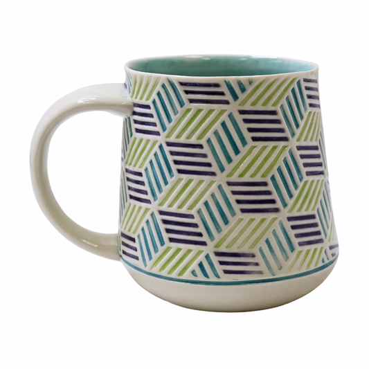 Patterned Mugs - Blue & Green