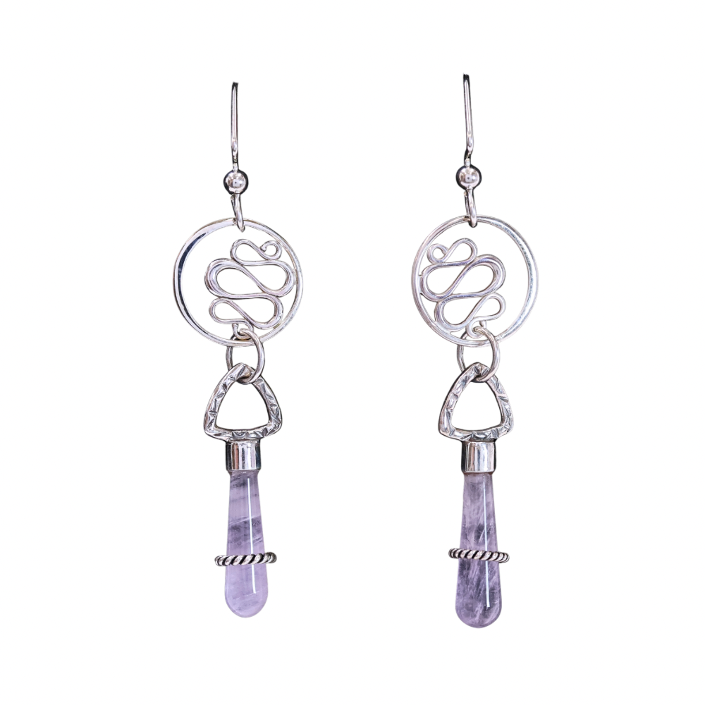 SS, Rose Quartz Dangles