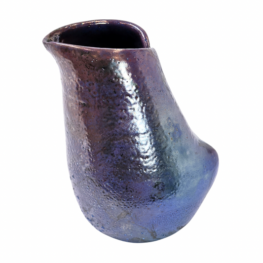 Raku Vase. Medium, Purple/Textured