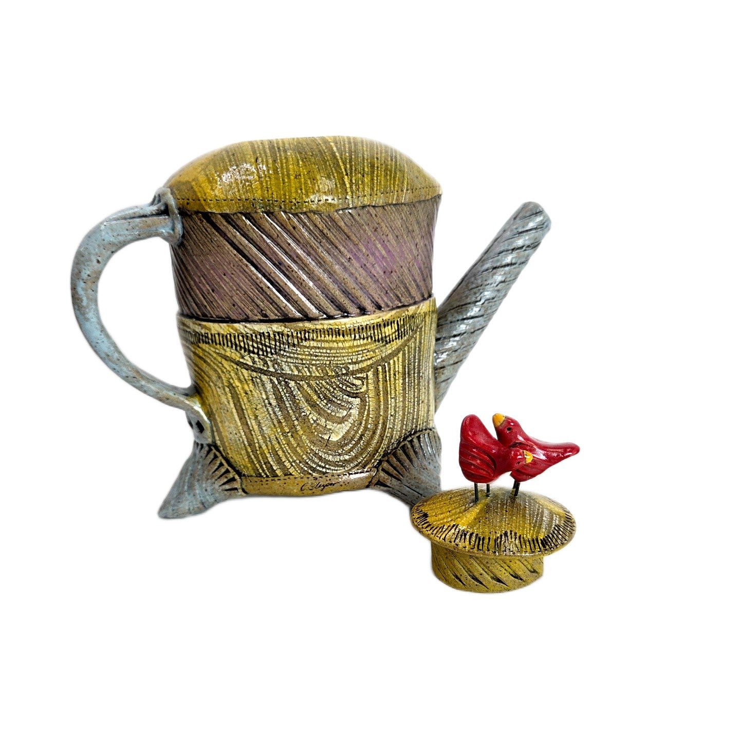 Red Bird Top Teapot