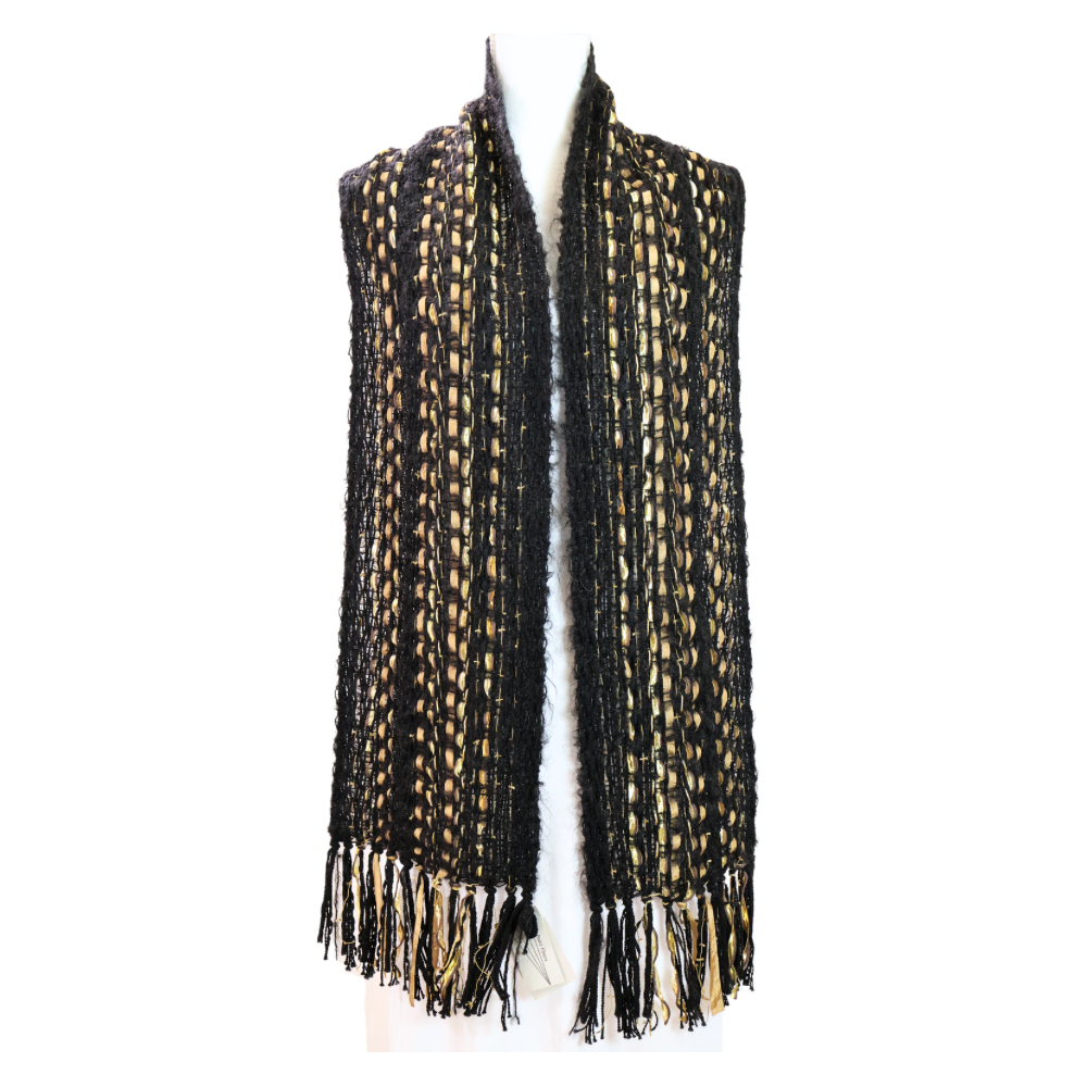 Handwoven Mohair Scarf - Black & Gold