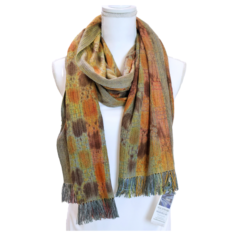 Woven Shibori Wrap - Orange Brown