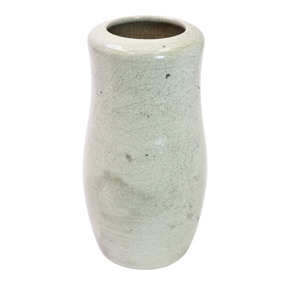 Raku Vase. Large, White/Gray
