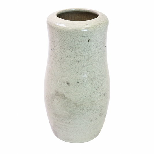 Raku Vase. Large, White/Gray