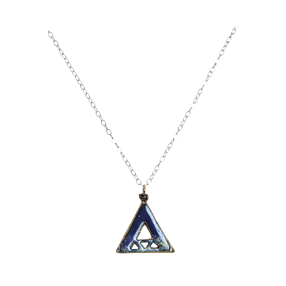 Enameled Triangle Pendant NK Purple