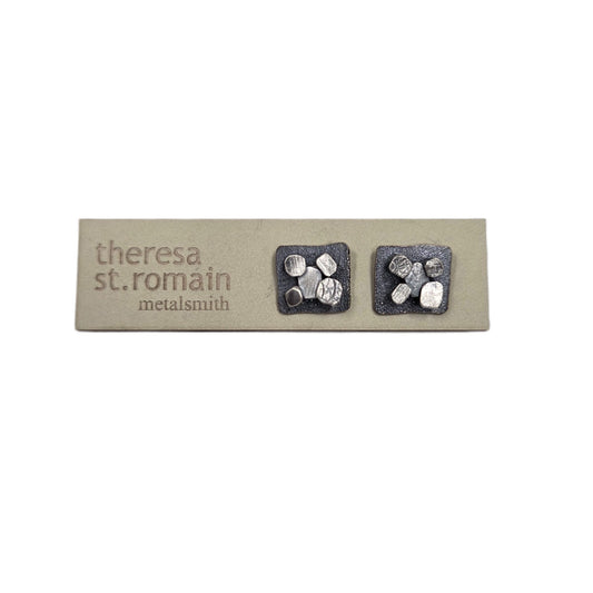 Square Silver Post Earrings