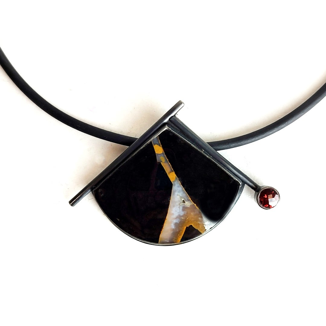 Intarsia and Garnet Necklace