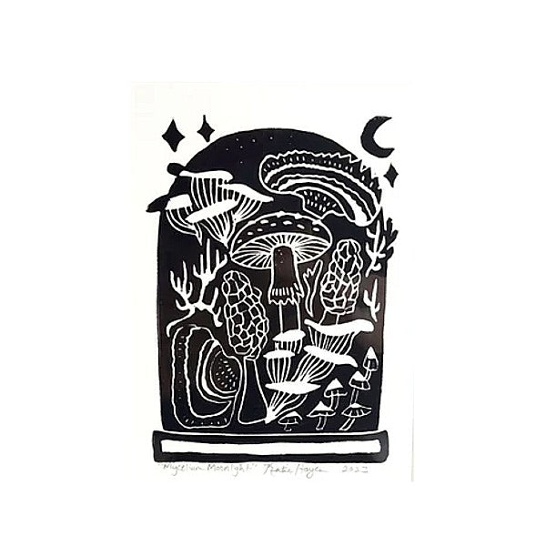 Block Print "Mycelium Moonlight"