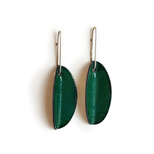 Folded Green Enamel Earrings