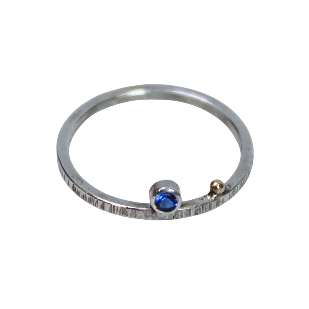 Stack Ring Sz6¼ Blue Spinel SS/14k