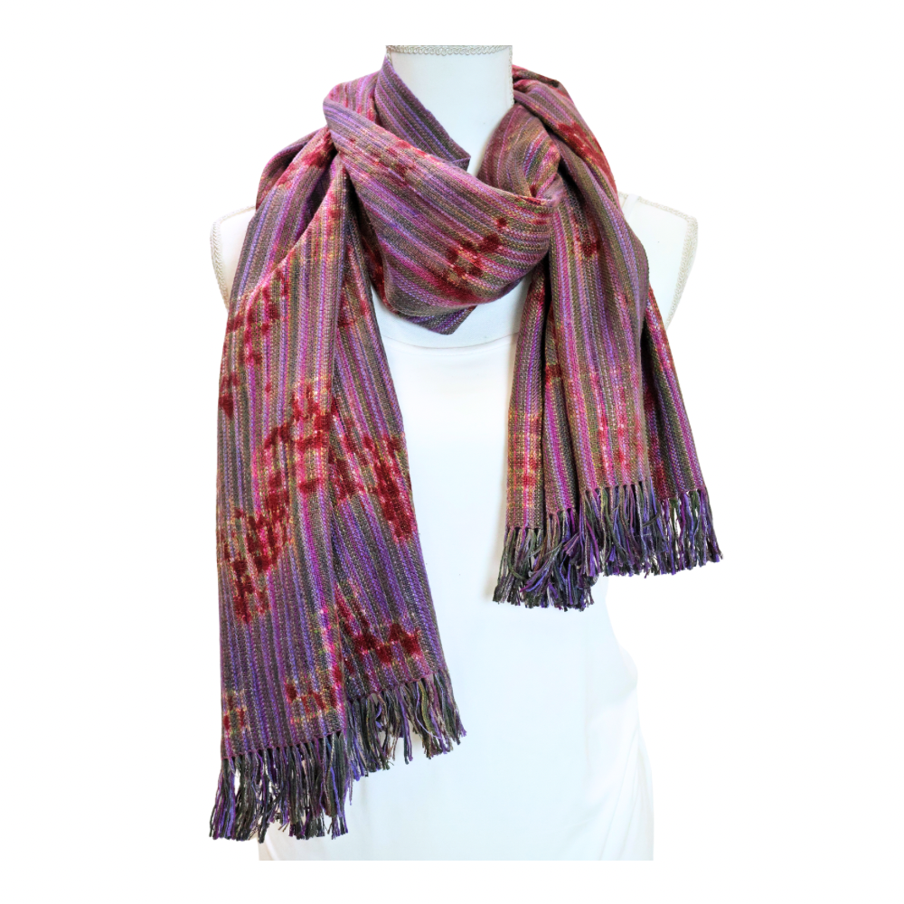 Woven Shibori Wrap - Purples Reds