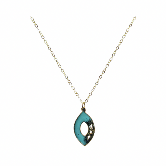 Enameled Marquise Pendant NK Teal