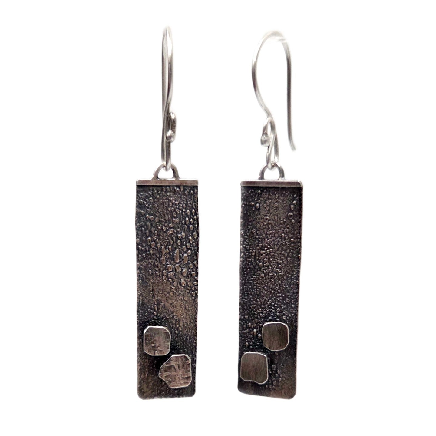 Long Rectangle Earrings 2 Silver Squares