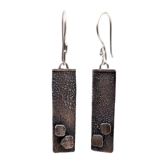Long Rectangle Earrings 2 Silver Squares