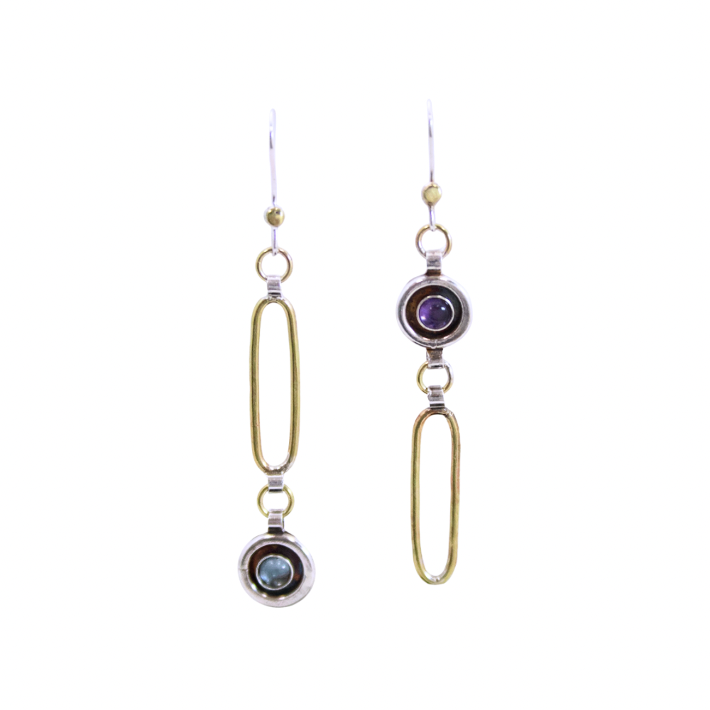 Long Dangles. Amethyst/Topaz