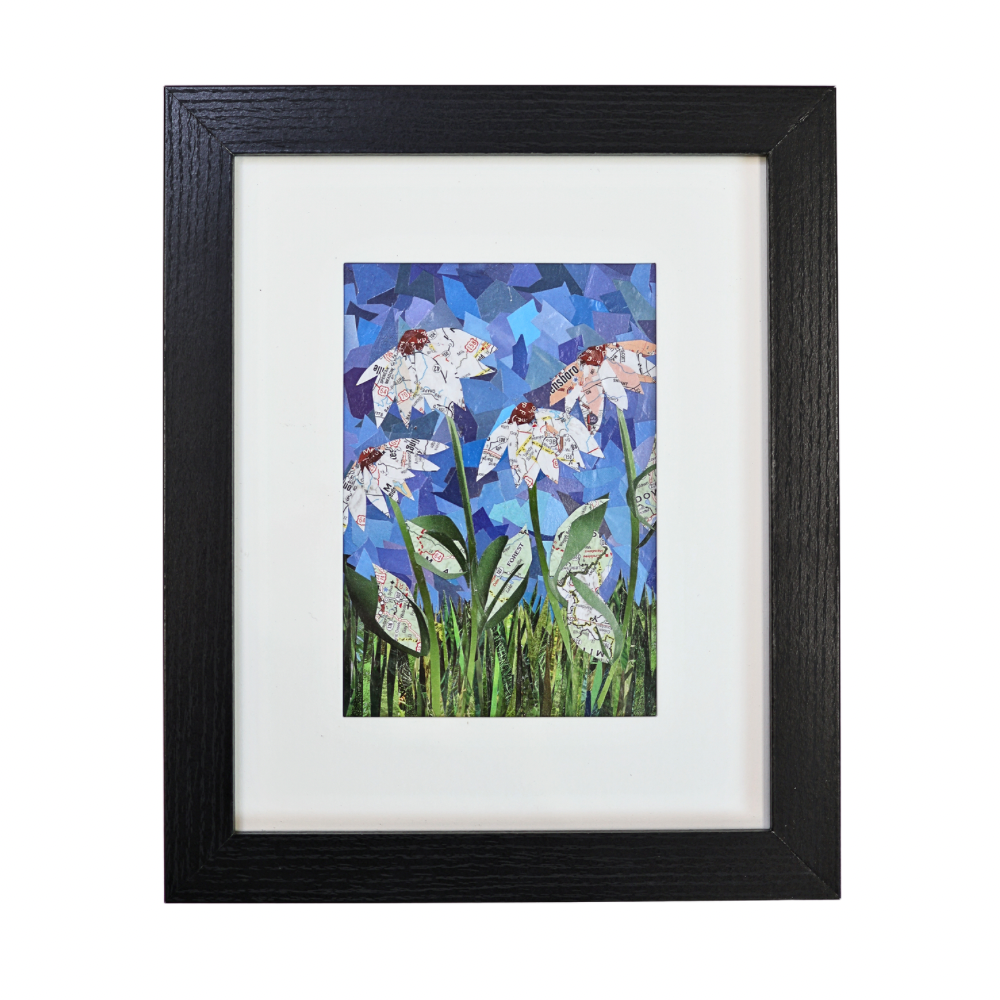 Map Flowers 5x7 Framed