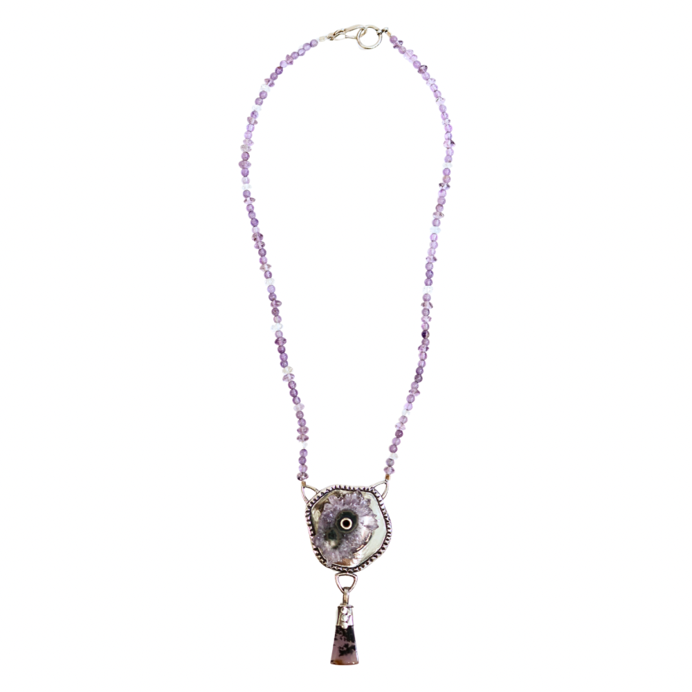 SS, Amethyst Slice Pendant