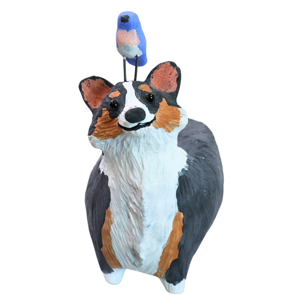 Corgi with Bluebird