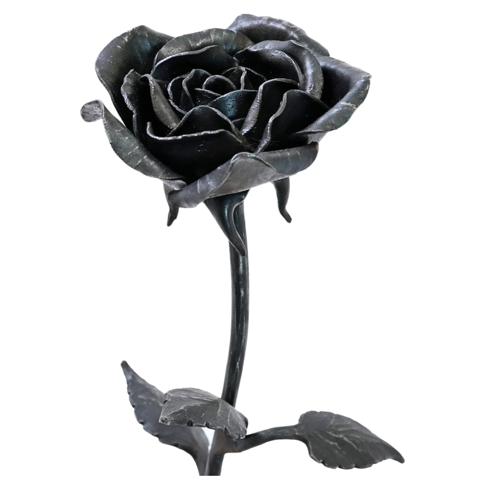 Iron Rose on Cherry Wood