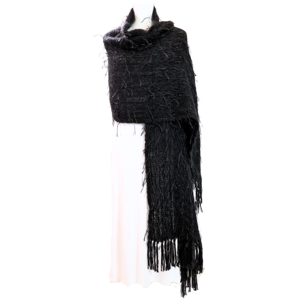 Handwoven Mohair Shawl/Wrap - Black