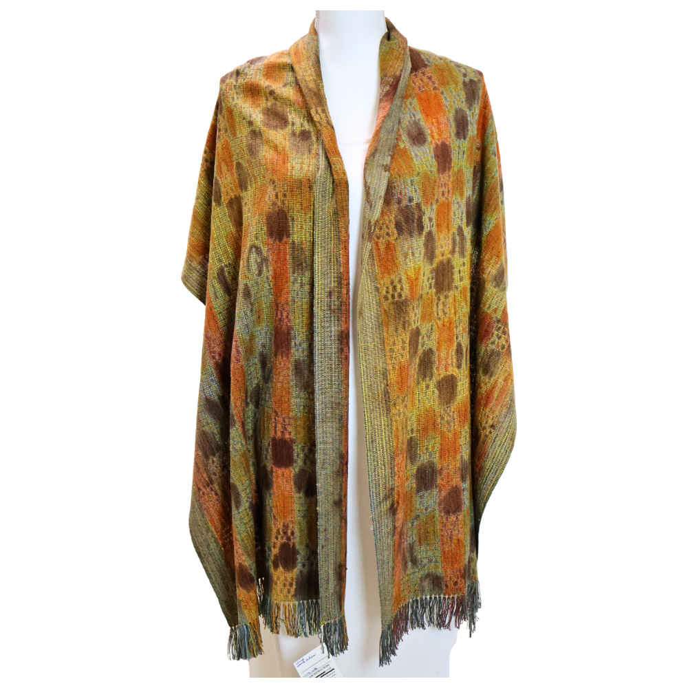 Woven Shibori Wrap - Orange Brown