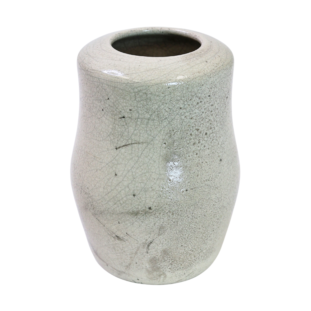 Raku Vase. Medium, White/Gray