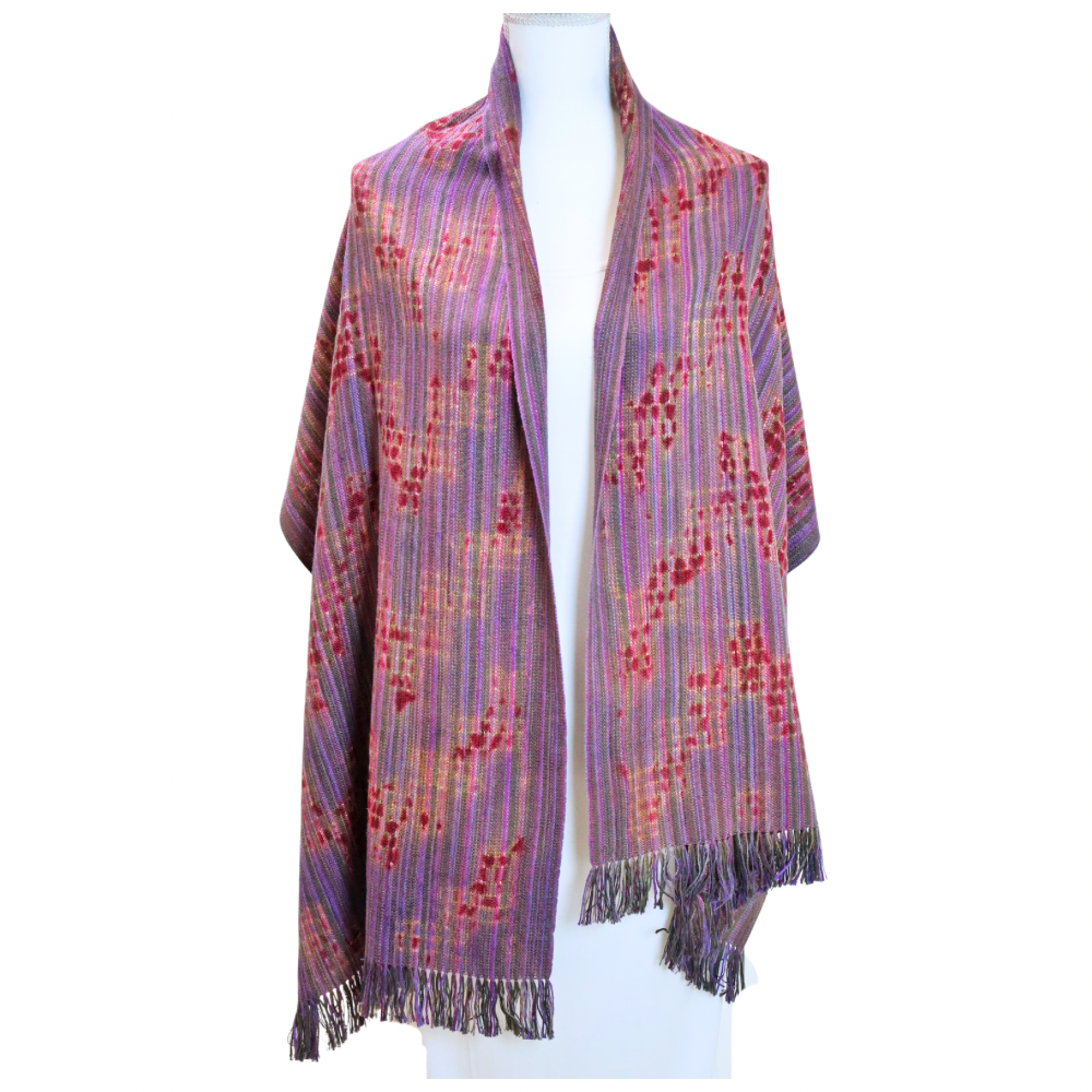 Woven Shibori Wrap - Purples Reds