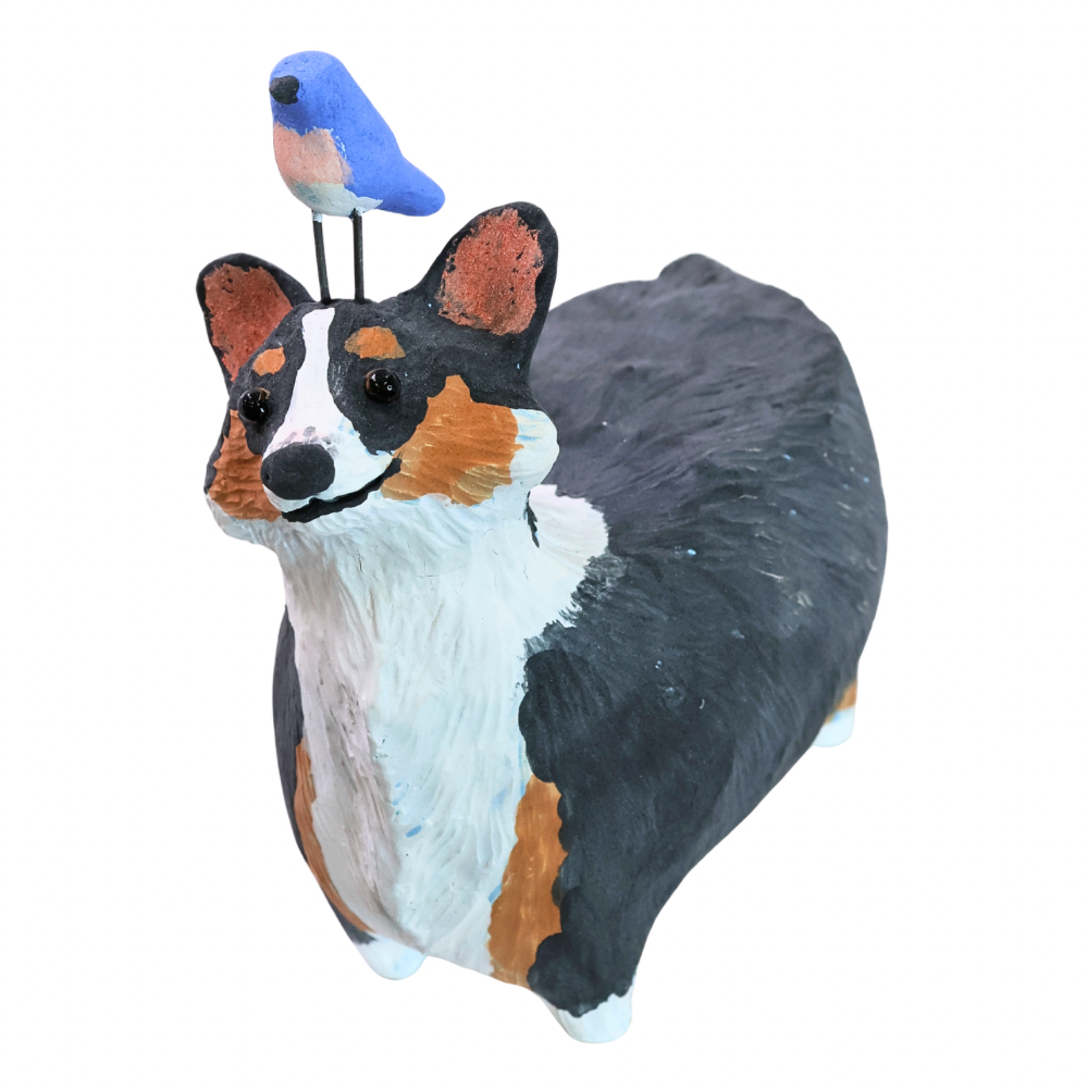 Corgi with Bluebird