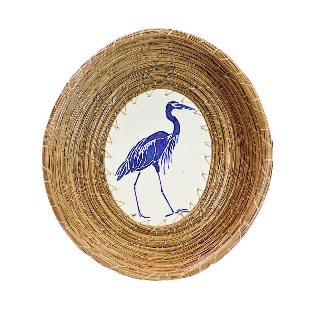Oval Blue Heron Bowl