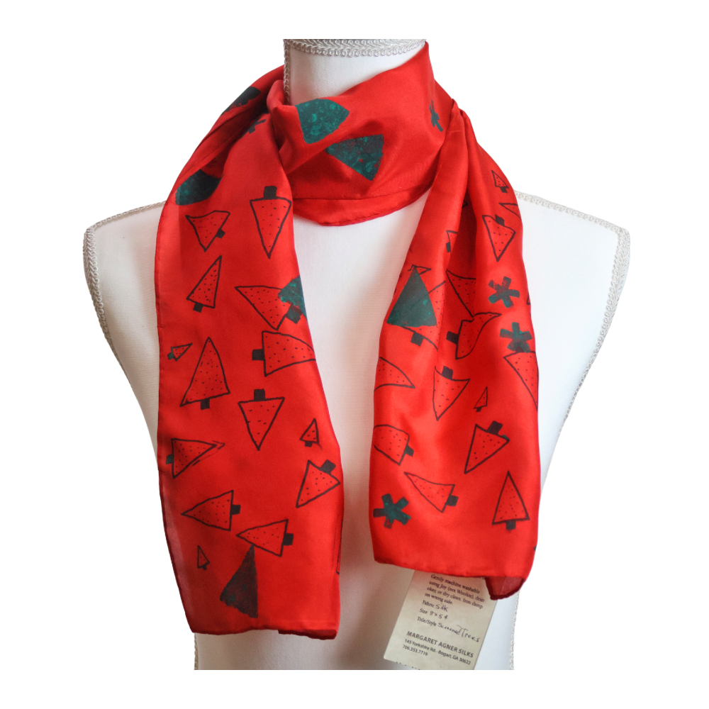 #4 Screened Trees Scarf-Red