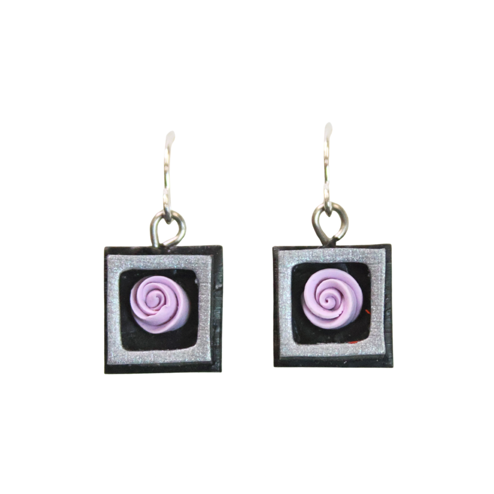 Rose in Frame Earrings