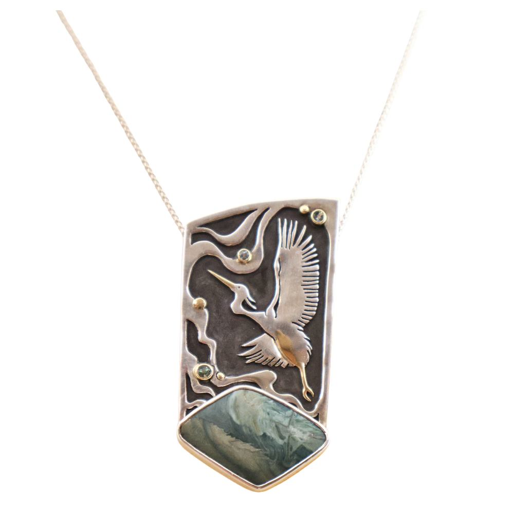 "On the Wing-Heron" Necklace