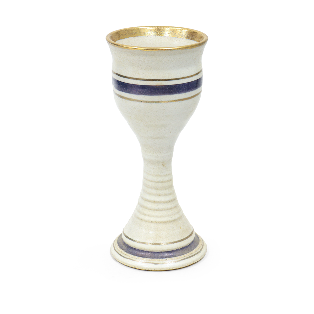 White Goblet with Blue & Gold