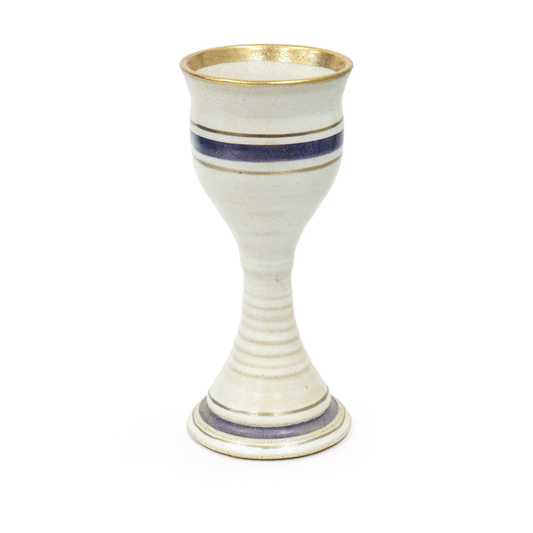 White Goblet with Blue & Gold